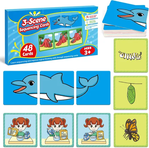Vista 8 de Kasfalci Tarjetas de secuenciación, juego de secuencia para niños, materiales de terapia del habla para autismo, mejorar la narración de historias