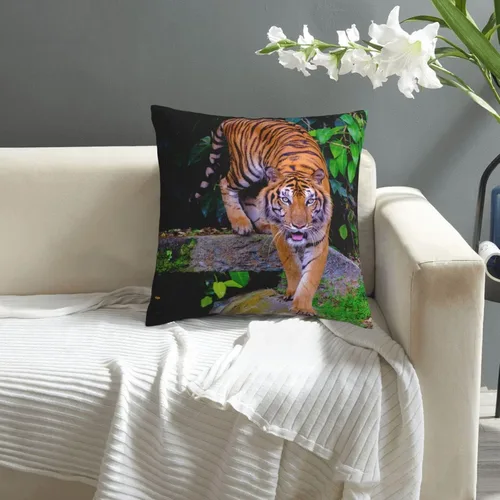 Vista 7 de VARUN Fundas de almohada de tigre feroz con estampado de animales salvajes y animales salvajes, funda de almohada decorativa para el hogar, sofá