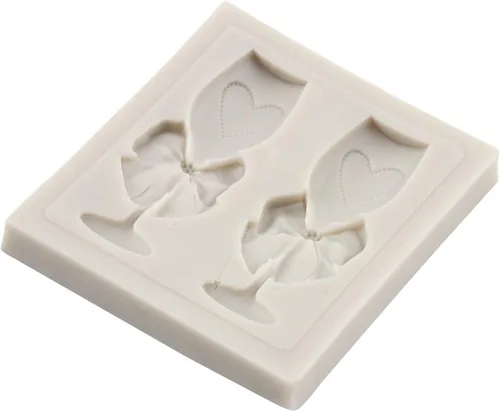 Vista 7 de Sijiangmold Molde de fondant de corazón MR MRS I DO, molde de silicona para decoración de tartas, molde de anillo de copa de vino de champán