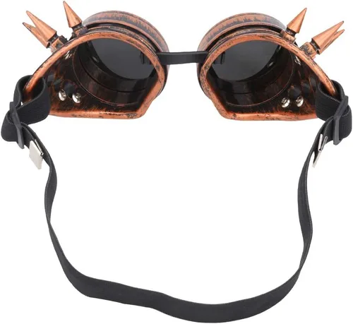 Vista 4 de aqxreight ABS Industrial Vintage Spiked Steampunk Gafas únicas Gafas de ciclismo Gafas de sol de doble capa resistente al viento Gafas de sol plata