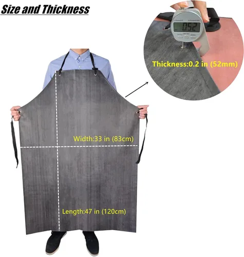 Vista 6 de TonLing Delantal de Goma Impermeable con Guantes de Goma Gruesos para Hombres y Mujeres, Delantales Químicos de Servicio Pesado con Almohadilla