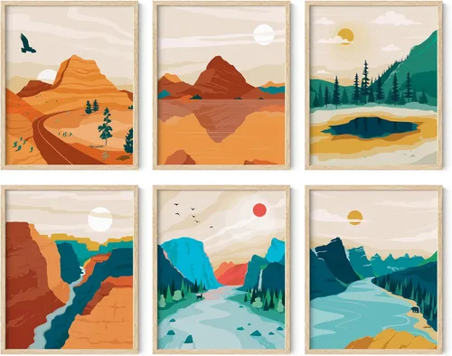 Vista 51 de HAUS AND HUES Pósteres vintage del parque nacional, juego de 6 impresiones artísticas de parques nacionales, arte de pared de naturaleza y juego