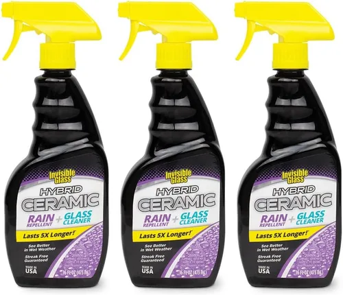 Vista 8 de Invisible Glass 92183-4PK Repelente de Lluvia Cerámico Híbrido y Limpiador de Vidrios Limpia y Protege Ventanas y Parabrisas de Automóviles