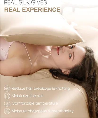 Vista 3 de THXSILK Funda de almohada 100% seda de morera para la salud del cabello y la piel, funda de almohada suave y lisa de 22 momme con cremallera oculta
