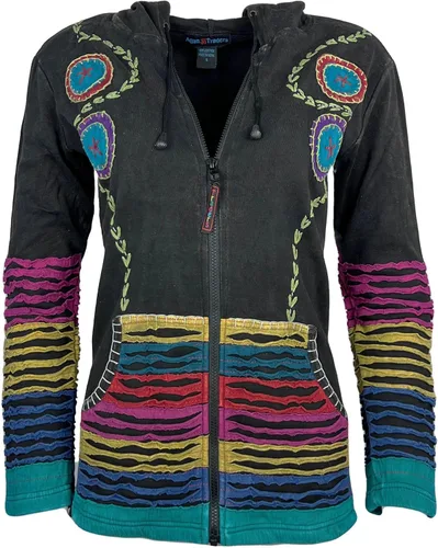 Vista 30 de Agan Traders Chaquetas bohemias con cremallera para mujer, con parches de teñido anudado, sudaderas ligeras con capucha para mujer 2025