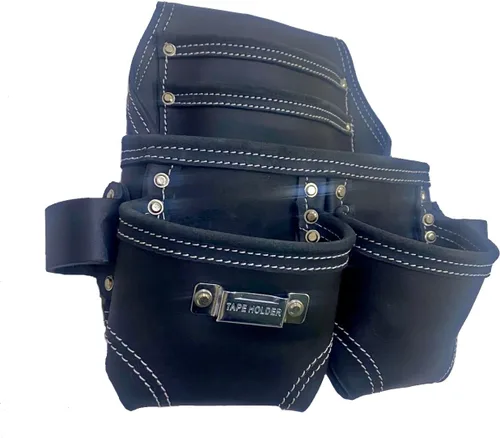 Vista 2 de Zeluga 20-123 Bolsa de herramientas de cuero resistente de 5 bolsillos, color negro