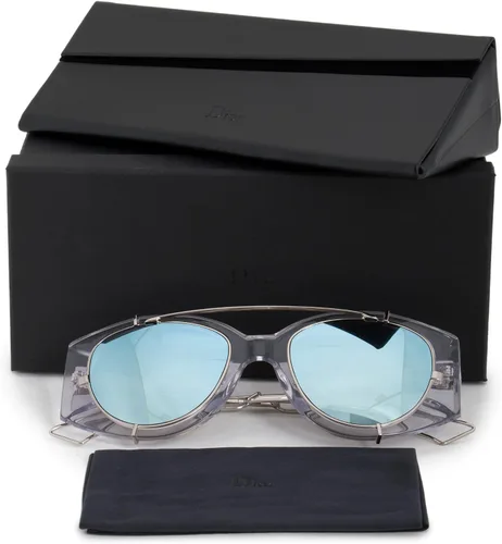 Vista 5 de DIOR EXPERIENCE - Lentes de sol SRJSK, marco de rutenio de cristal de 2.008in con lente de espejo azul