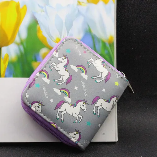 Vista 2 de Monedero lindo de unicornio con cremallera para niñas adolescentes y niñas con borlas, Unicornio, Lindo