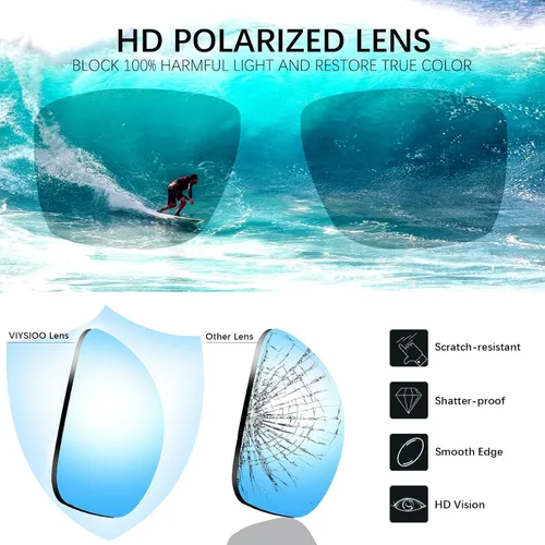 Vista 6 de VIYSIOO Gafas de sol polarizadas deportivas para hombre, protección UV400, modernas, clásicas, para hombres y mujeres (paquete de 2)