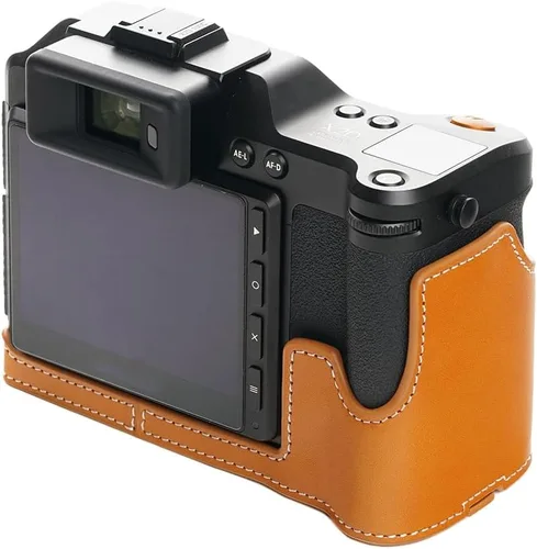 Vista 5 de Hecho a mano cuero auténtico medio cámara caso bolsa cubierta para Hasselblad X2D 100C color marrón arena