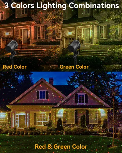 Vista 2 de Neroupe Proyector de luces de Navidad para exteriores impermeables con control remoto, decoraciones de Navidad al aire libre, luces de jardín