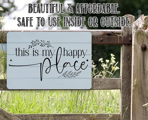Vista 2 de This is My Happy Place - Great Home and Farmhouse Display, Inspiring Family Wall Art, Entryway Porch House Decor, Minimalist Housewarming Gift, 8x12