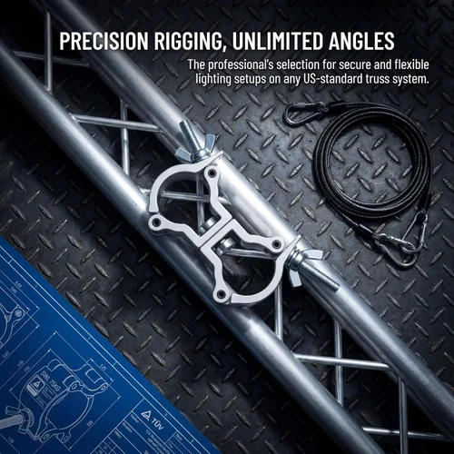 Vista 4 de Abrazadera de iluminación resistente, abrazaderas de armadura de aluminio, 110 libras para tubo F24 de 1.260-1.378 in, abrazaderas de luz de DJ