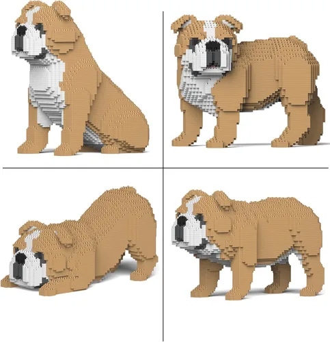 Vista 10 de JEKCA Bulldog inglés 4 en 1 paquete 01S-M04 Bloques de construcción de plástico para perros Edad 14 +