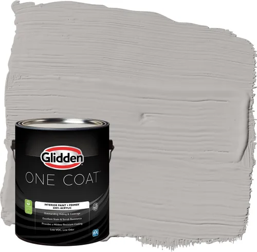 Vista 47 de Glidden Pintura Interior + Imprimación: Gris/Plata Antigua, Una Capa, Satinado, 1 Galón