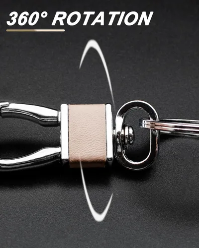 Vista 3 de FEYOUN Paquete de 4 mosquetones de metal con gancho para llaves, 4 llaveros de automóvil, clips para llavero de automóvil, organizador de anillos