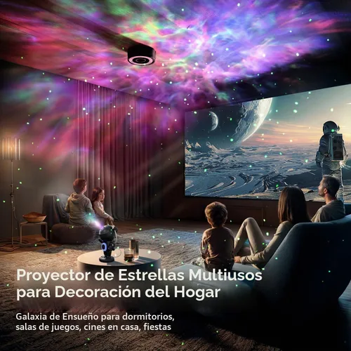 Vista 4 de Proyector de galaxia, proyector de estrellas para dormitorio, luces nocturnas para habitación de niños, ruido blanco, altavoz Bluetooth, proyector