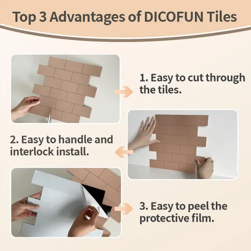 Vista 7 de DICOFUN 1 lámina de metal para despegar y pegar, 12 x 12 pulgadas, azulejos de aluminio dorado para cocina