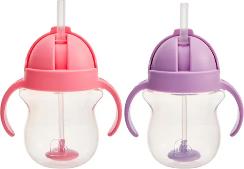 Vista 17 de Munchkin Any Angle Vaso Sippy para Niños Pequeños, Vaso con Pajita Lastrada a Prueba de Derrames con Asas de Transición para Bebés de 6 Meses en Azul