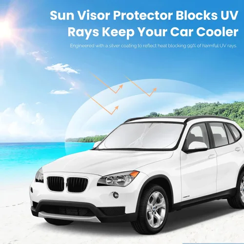 Vista 6 de Para BMW X1 E84 Parasol para parabrisas de coche, protector de visera de sol, bloqueador de rayos UV, reflectante de calor, cubierta de ventana