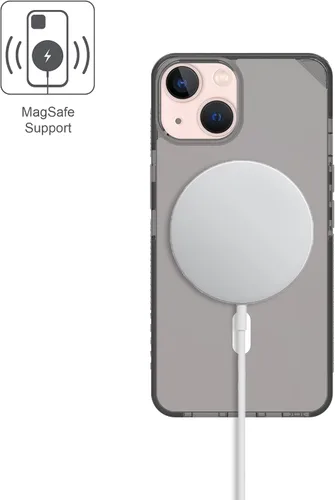 Vista 8 de ARMOR Signature - Funda compatible con MagSafe, para iPhone serie 13 (iPhone 13, gris cristal con cinta gris)