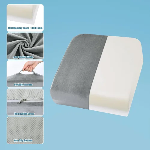 Vista 4 de HOMBYS Cojines de asiento extra gruesos para silla de oficina, asiento elevado para automóvil, cojín de espuma viscoelástica para automóvil, cojines
