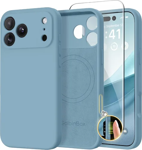 Vista 163 de GolbinBox Funda magnética para iPhone 17, compatible con MagSafe, cubierta de silicona integrada para control de cámara, funda de silicona líquida a