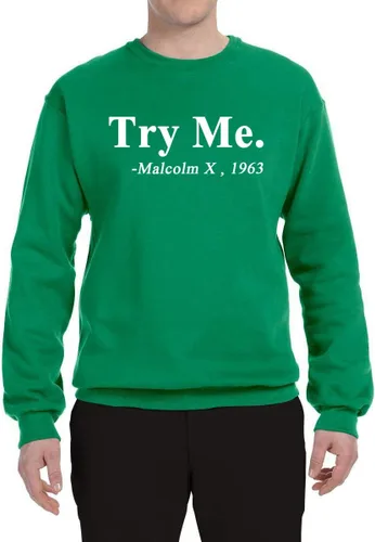 Vista 3 de Wild Bobby Black Expression Try Me. Malcolm X 1963 Black Pride - Sudadera unisex con cuello redondo