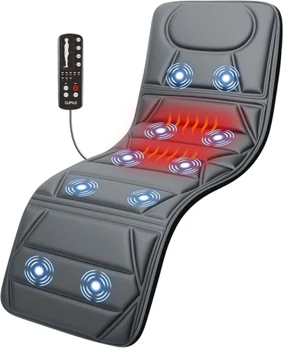 Vista 8 de CuPiLo - Alfombrilla de masaje térmica para cama, masajeador de espalda con calor y vibración, almohadilla de masaje de felpa ultrasuave con 10