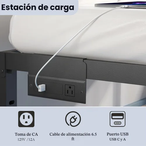 Vista 7 de HAVONIZD Marco de Cama Full con Luces LED y Estación de Carga - Marco de Cama de Plataforma de Metal Resistente de 18 Pulgadas Sin Necesidad
