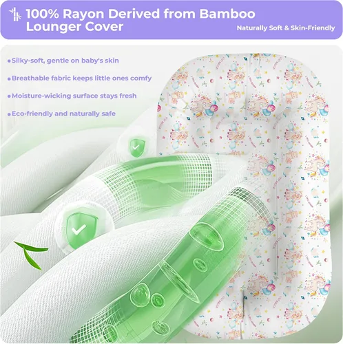 Vista 3 de Tumbona para bebé para recién nacido, tumbona infantil de 0 a 24 meses con funda para tumbona, tumbona ajustable para bebé, tela transpirable y Rosa
