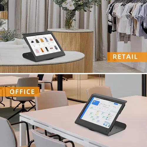 Vista 2 de Soporte para tablet POS, soporte de quiosco de acero resistente con base giratoria de 360°, antirrobo, compatible con iPad 10 de 10.9 pulgadas, Pro