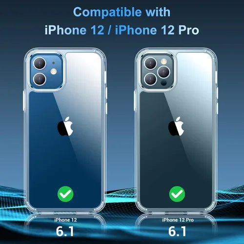 Vista 7 de Funda para iPhone 12 y iPhone 12 Pro, [no amarilla] [Ultra delgada], ligera, delgada y a prueba de golpes, transparente