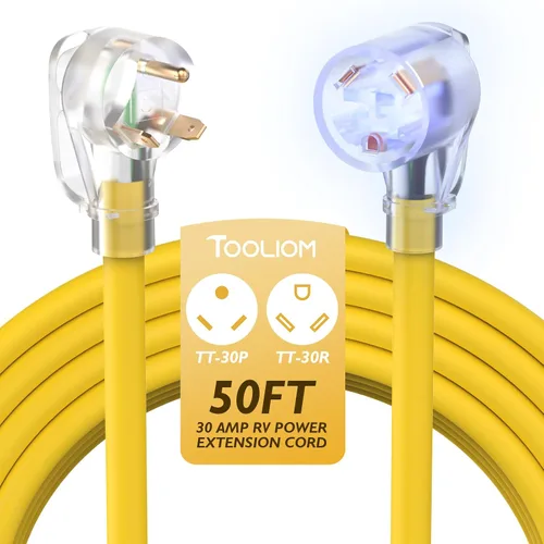 Vista 11 de TOOLIOM Cable de alimentación RV de 30 amperios de 25 pies, cable de extensión NEMA TT-30P a TT-30R RV, cable de extensión de alimentación STW 10/3