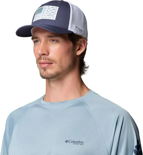 Vista 49 de Columbia Gorra de bola de malla Bandera antigua de malva/blanco/pescado
