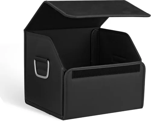 Vista 8 de JEYODA Organizador de maletero de cuero de gamuza, organizadores y almacenamiento suaves de gran capacidad para coche, plegable, con borde