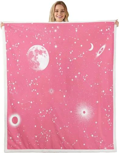 Vista 10 de Erosebridal Galaxy Fleece Blanket 40x50 Constellation Fuzzy Plush Throw for Sofa Couch Black Nebula Stars Sherpa Blanket Outer Space Starry Sky