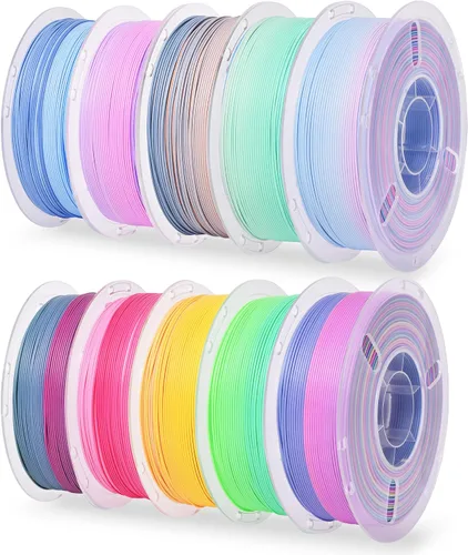Vista 21 de Silk Rainbow 3D Printer Filament 1.75mm Multi-Color PLA Filament Fast Color Change Candy Color 3D Printing Filament, 1kg Spool Color caramelo
