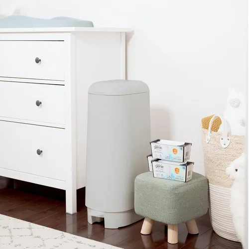 Vista 13 de Diaper Genie Signature Pail (gris) incluye 1 rollo de recarga fácil con 18 bolsas Capacidad para hasta 846 pañales de tamaño recién nacido por