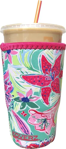 Vista 21 de Funda Koverz para café helado, funda aislante de neopreno para taza, se ajusta a una taza de café de 32 Oz., lavable y reutilizable, accesorios