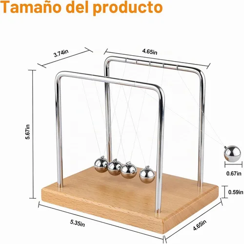 Vista 3 de Newtons Cuna de Equilibrio, Fascinante Accesorio de Física con 5 Perlas para el Hogar y la Oficina