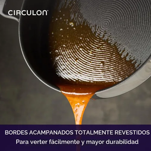 Vista 8 de Circulon C1 Series C1 - Utensilios de cocina de acero inoxidable revestido con tecnología ScratchDefense, sartén antiadherente de inducción con tapa