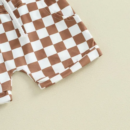 Vista 92 de Ropa de bebé niño sin mangas + pantalones cortos con estampado a rayas con bolsillos, 2 piezas de trajes de verano
