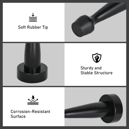 Vista 4 de QOGRISUN 's Topes de puerta negros de latón macizo resistentes, longitud total de 3-1/4 pulgadas de protector de pared decorativo con punta