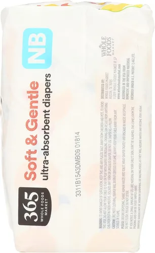 Vista 5 de 365 by Whole Foods Market, Pañales suaves y suaves para recién nacidos con indicador de humedad, ultra absorbentes, hipoalergénicos, 36