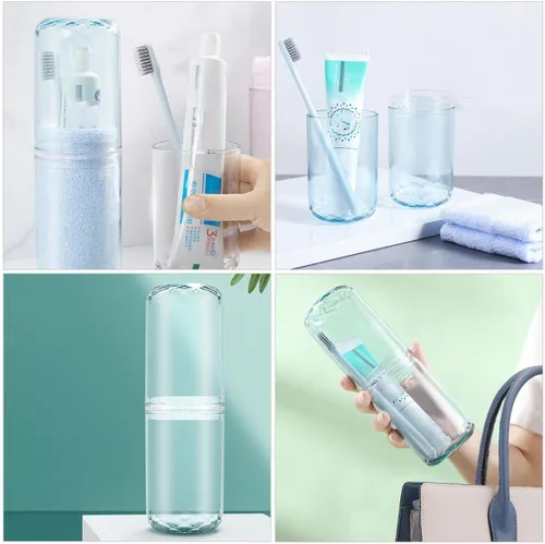 Vista 7 de DOITOOL Estuche para cepillos de dientes de viaje de plástico transparente para cepillos de dientes, contenedor portátil para cepillos de dientes