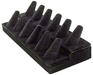 Vista 2 de tytroy 12de terciopelo negro dedo anillo Showcase Counter parte superior Display