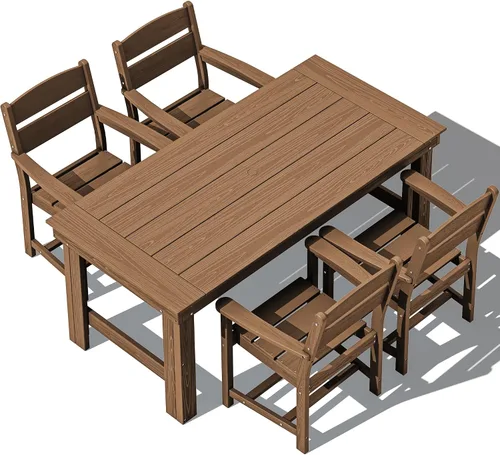 Vista 25 de SERWALL Juego de mesa y sillas de comedor para exteriores HDPE para 4 Azul marino