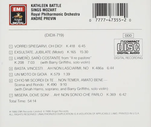 Vista 2 de Kathleen Battle Sings Mozart Audio CD – Clásica, 25 Octubre 1990
