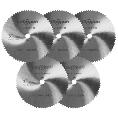 Vista 8 de Hoja de sierra circular HSS de 2 pulgadas 100T con eje de 3/8 pulgadas para madera de plástico PVC suave metal corte 3 unids